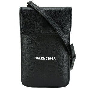 Balenciaga CASH Phone Case Shoulder Smartphone Holder Black Leather Logo